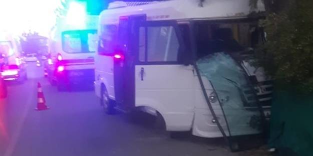 Servis minibüsü ağaca çarptı: Çok sayıda yaralı var
