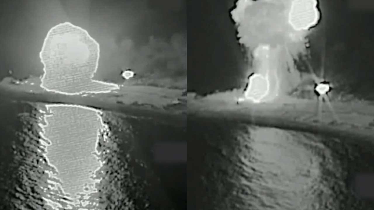 Sıcak saatler! Savaş gemisinin vurulma anı dünyaya servis edildi