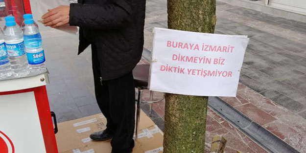 Sigara izmariti atanlara esnaftan gülümseten uyarı