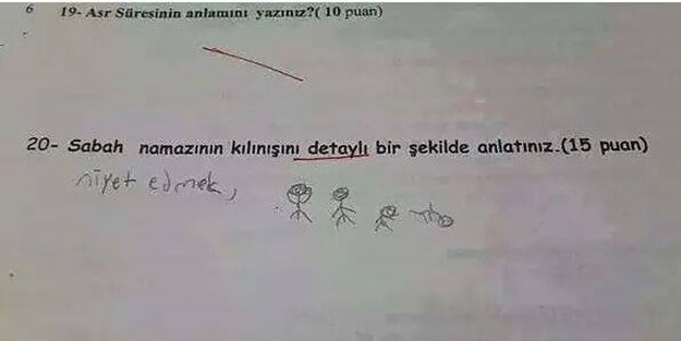 Sınavlarda verilmiş komik cevaplar