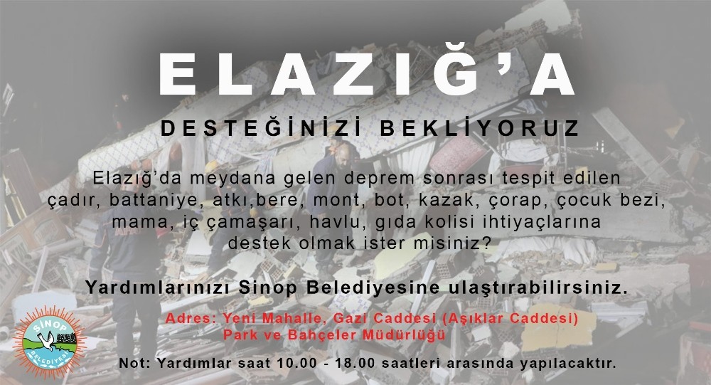 Sinop Belediyesinden Elazığ’a yardım eli 