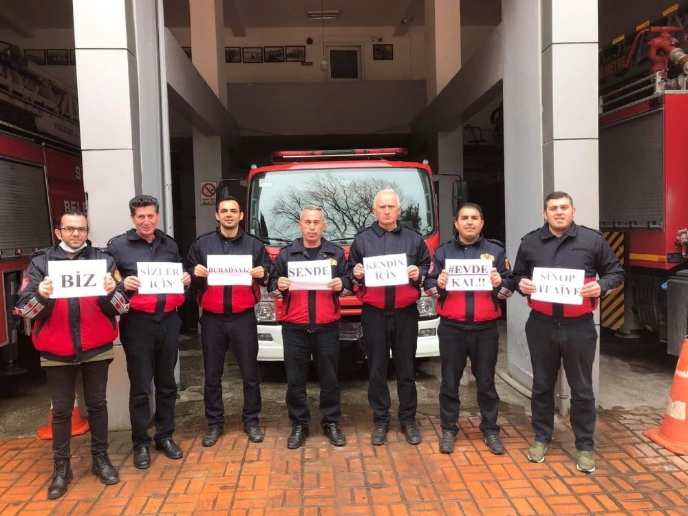 Sinop itfaiyesinden ’Evde kal’ mesajı 