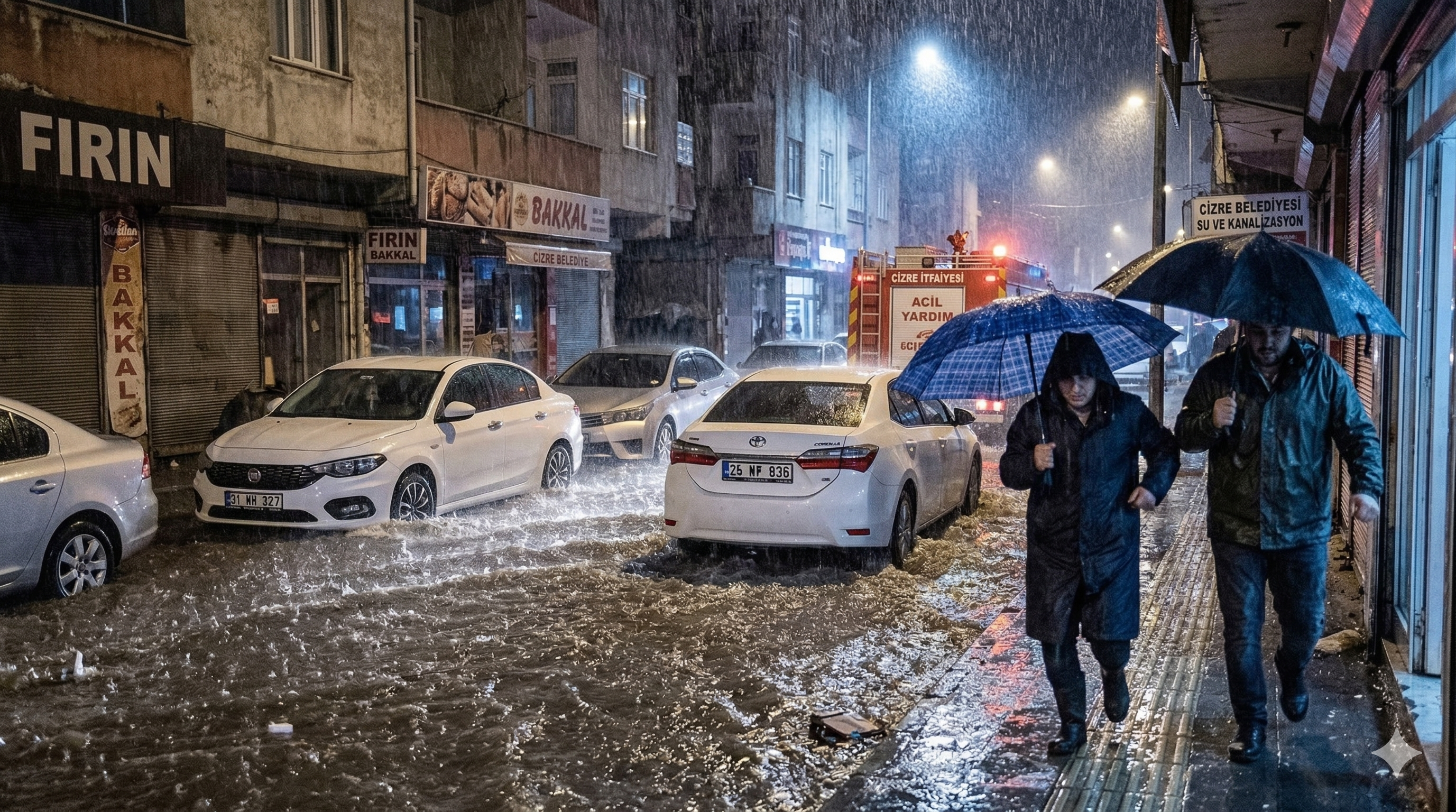 Şırnak Cizre'de Sağanak Kabusu: Mahsur Kalan 3 Kişi İtfaiye Ekiplerince Kurtarıldı