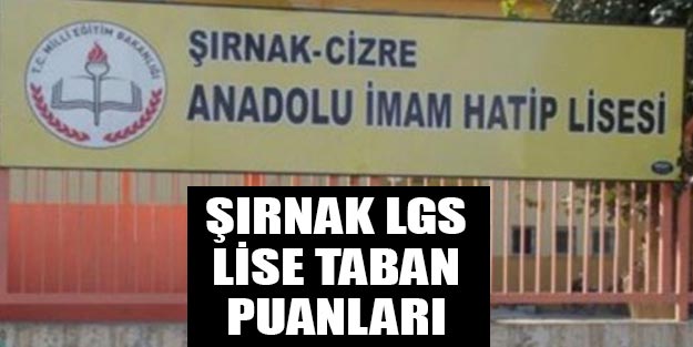 Şırnak lise taban puanları 2019 MEB