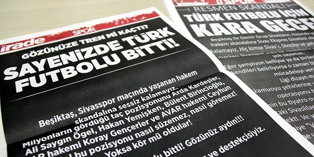 Sivas gazeteleri spor sayfalarını kararttı!