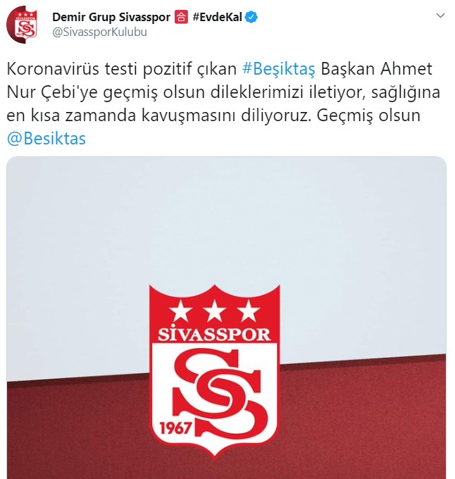 Sivasspor’dan Ahmet Nur Çebi’ye geçmiş olsun mesajı 