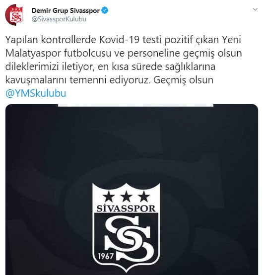 Sivasspor’dan Yeni Malatyaspor’a geçmiş olsun mesajı 