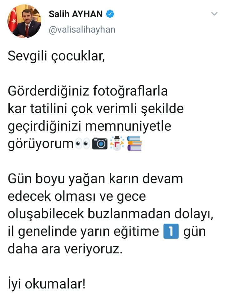 Sivas’ta eğitime bir gün ara 