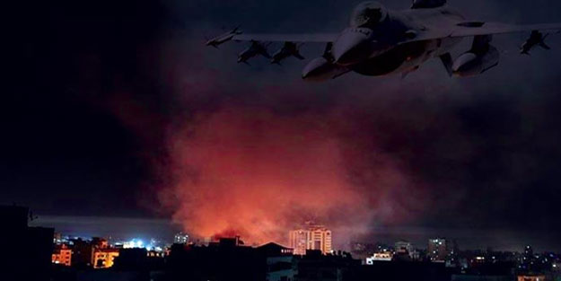 Siyonist İsrail'in savaş uçakları Gazze'yi vurdu