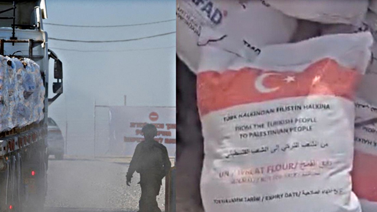 Siyonist ordusu Türkiye’den Gazze’ye gönderilen tonlarca un çuvallarını çöpe attı