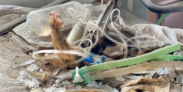 Siyonist rejim katliam yaptığı çocuk hastanesini içindeki bebek cesetleriyle işte böyle terk etti