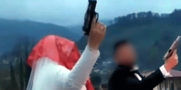 Skandal görüntüler! Damat ve gelinden magandalık