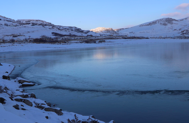 Soğuktan Van'daki gölet dondu!