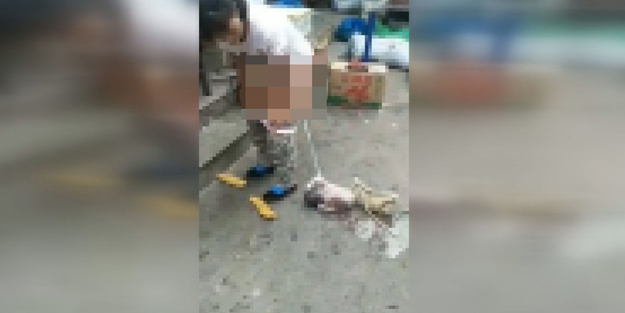 Sokak ortasında doğum yaptı! Şoke eden anlar böyle kaydedildi