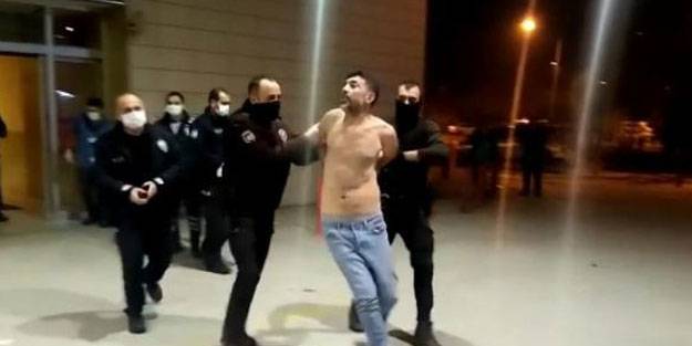 Sokak ortasında eşine sözlü şiddet uygulayan şüpheli, hastanede polis ekiplerine saldırdı