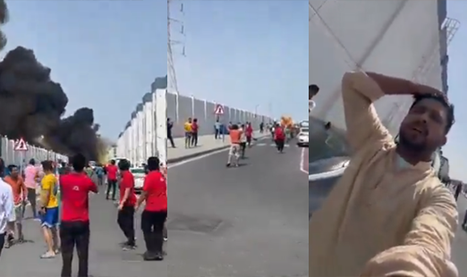 Sosyal medya bu videoyu konuşuyor: Katar’a düşen füze enkazı patladı, halk panikle kaçıştı