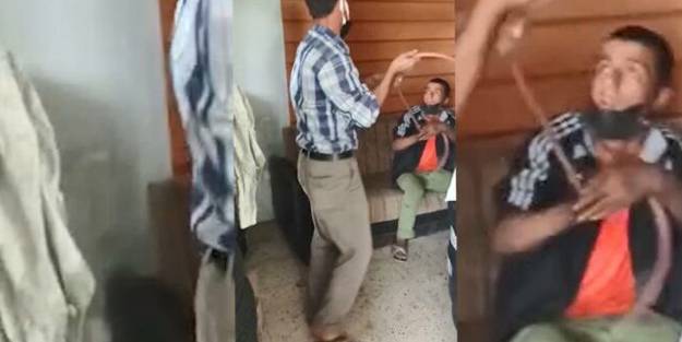 Sosyal medyayı ayağa kaldıran görüntü! Hortumla çırağını acımasızca dövdü