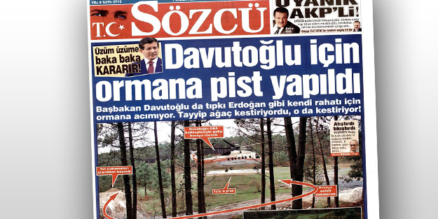 Sözcü dikilen ağaçları 'kesildi' diye yazmış!