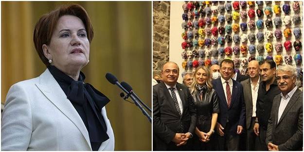 Sözde milliyetçi Akşener, İmamoğlu ve HDP'lilerin birlikte poz verdiği 'Hafıza Odası' sergisine çelenk yollamış!