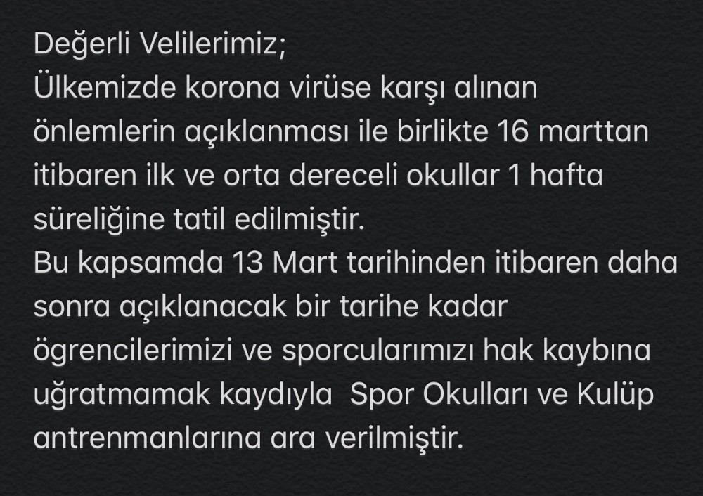 Spor camiası kendi içinde Koronavirüs önlemleri almaya başladı 