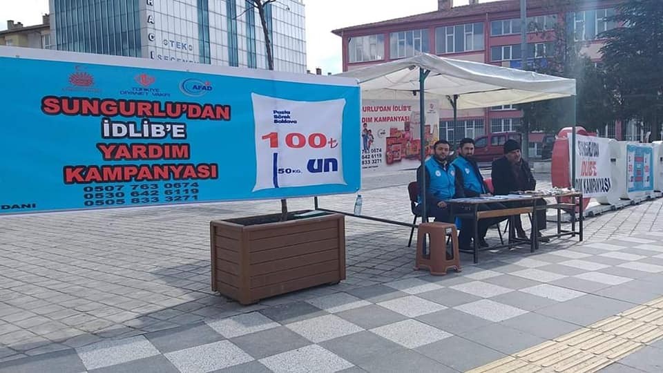 Sungurlu’da İdlib’e yardım kampanyası başlatıldı 