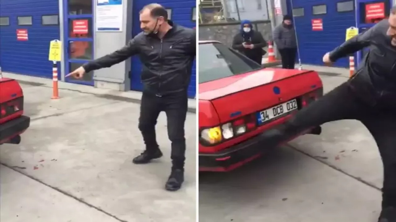 Sunulan gerekçe çılgına çevirdi: TÜVTÜRK’ün önünde sinir krizi geçiren vatandaş aracını paramparça etti