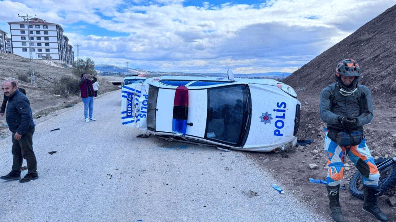 Şüpheliyi kovalayan polis otosu takla attı! Yaralılar var