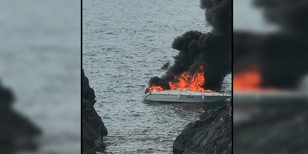 Sürat teknesi dakikalar içinde küle döndü!
