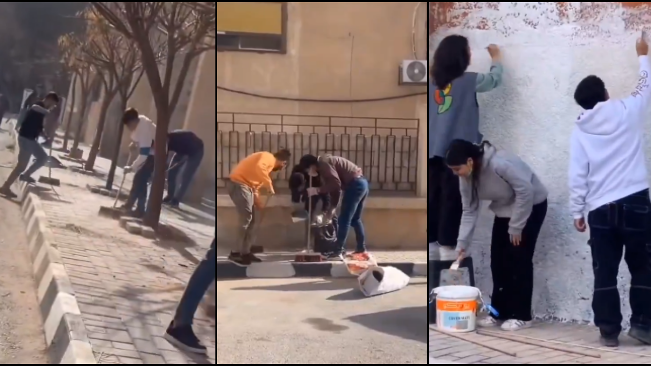 Suriyeli öğrenciler vatanlarını Esed’in pisliklerinden temizliyor!