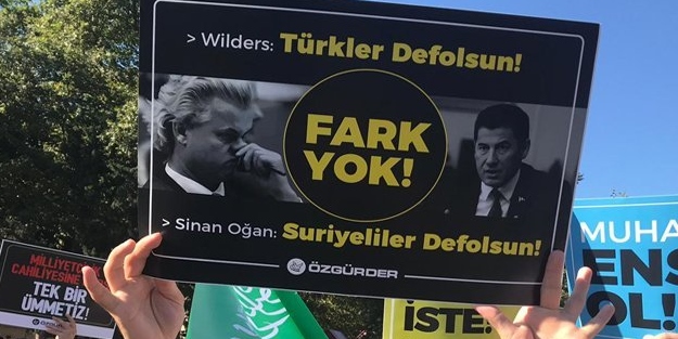 Suriyelileri hedef gösteren Sinan Oğan'ı çıldırtan 'Wilders' pankartı!