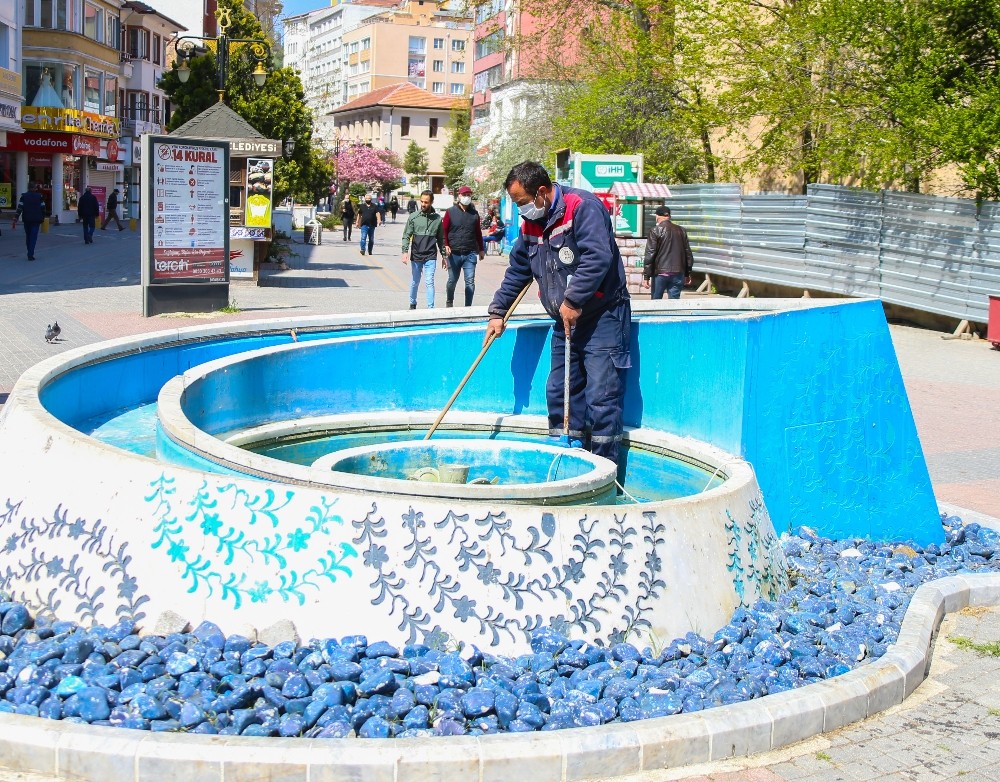 Süs havuzları temizlendi 