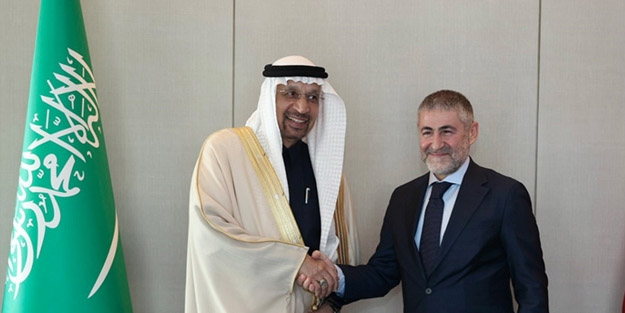 Suudi Arabistan Yatırım Bakanı el-Falih ile Maliye Bakanı Nebati görüştü! Türkiye ile iş birliği açıklaması
