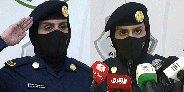 Suudi Arabistan'da bir ilk! Kadın asker basın toplantısı yaptı