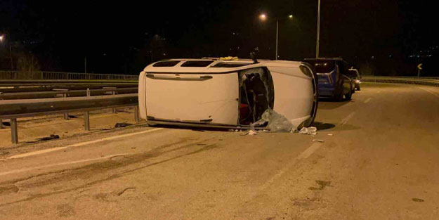 Takla atan araç 50 metre sürüklendi