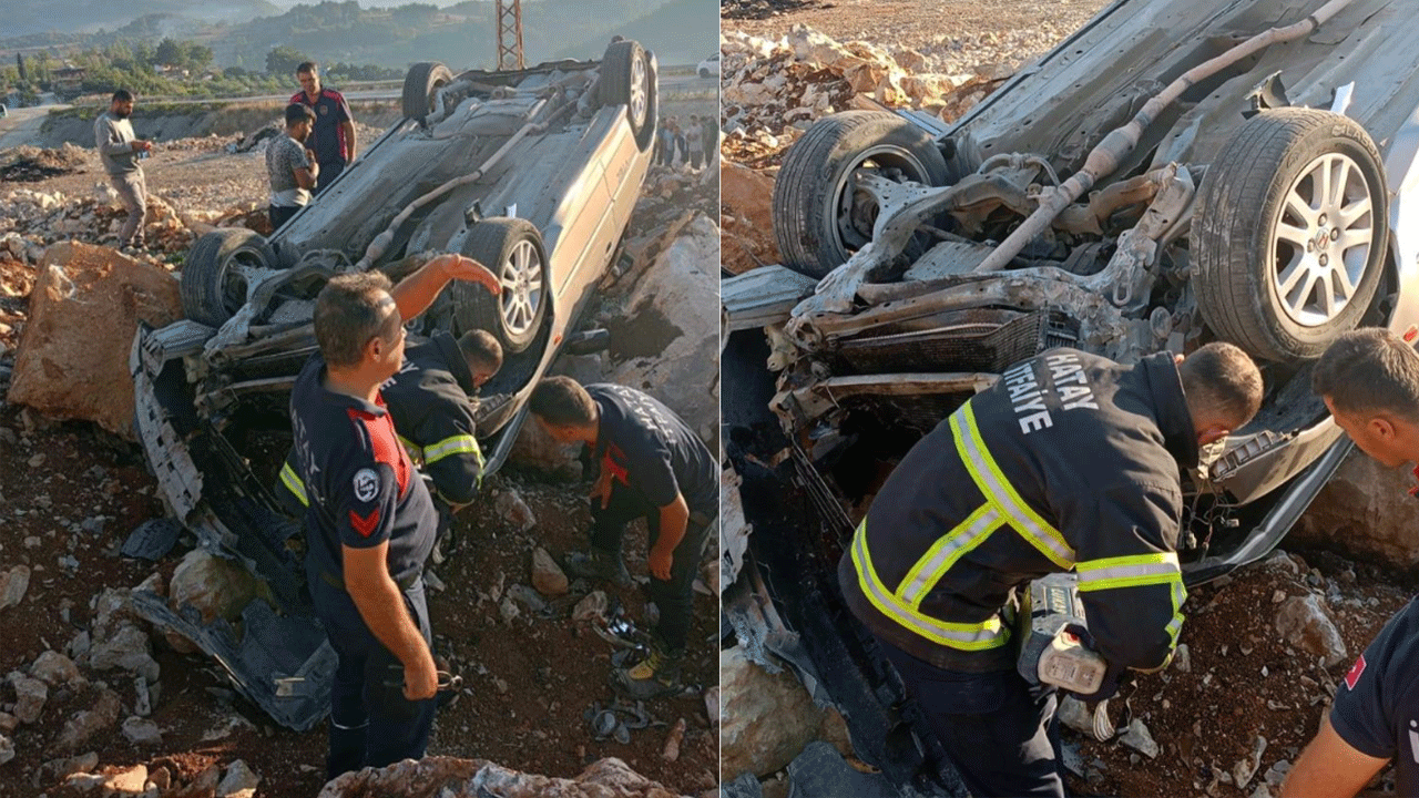 Takla atan aracın sürücüsü yaralandı