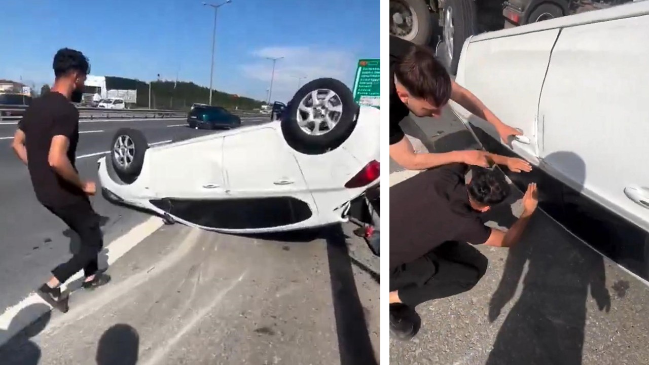 Takla atan araçtakileri kurtarmaya geldi, hakaret yedi! Yardımcı olan vatandaşa şok sözler