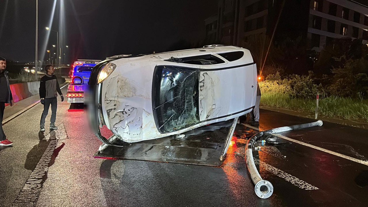 Takla atan otomobilin sürücüsü alkollü çıktı!