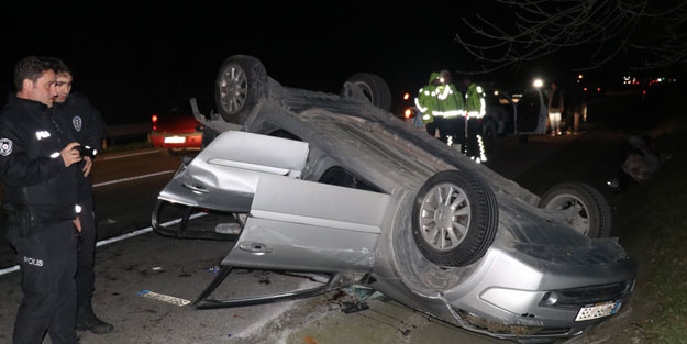 Takla atan otomobilin sürücüsü yaralandı