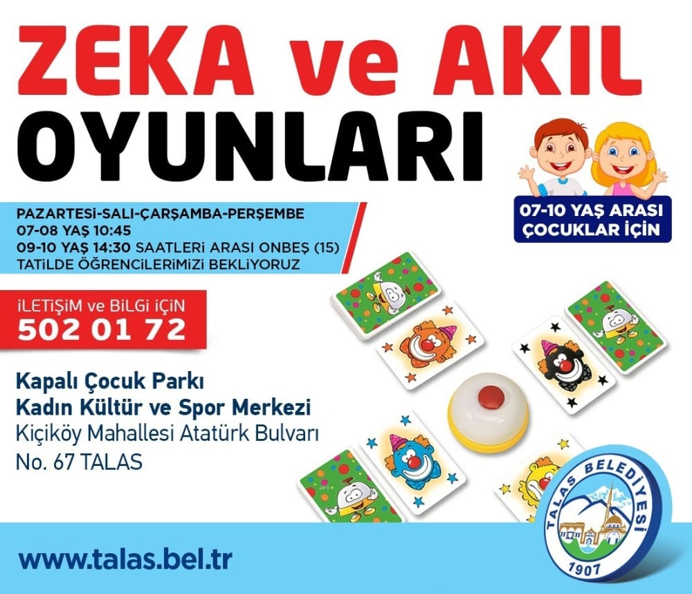 Talas’tan çocuklara zeka ve akıl oyunları 