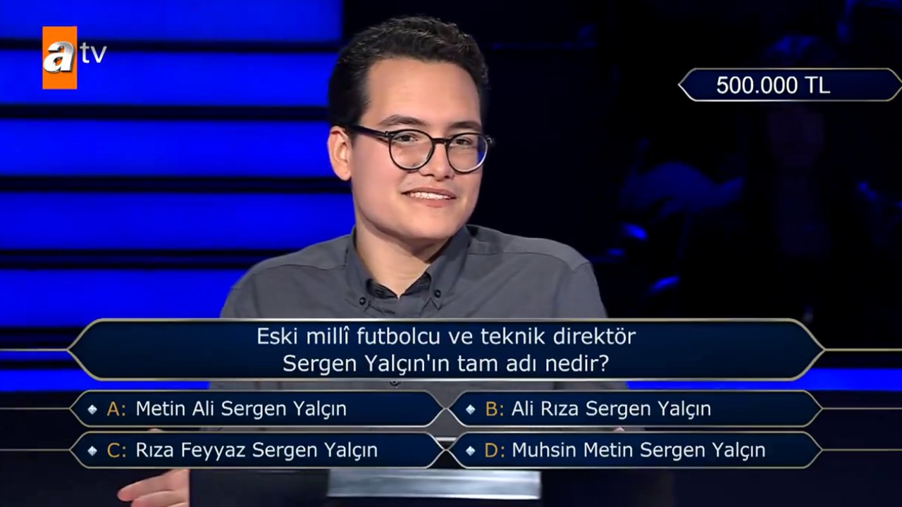 Tam tamına 500 bin TL! Milyoner'de çıkan Sergen Yalçın sorusu herkesi şaşırttı