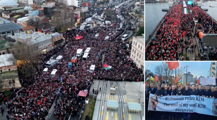 Tarihi yürüyüş başladı! Şehitler ve Gazze için tek yürek: Teröre lanet, Filistin'e destek