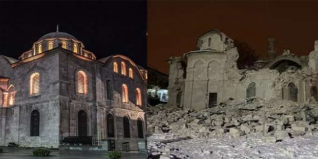 Tarihimiz yok oluyor: 180 yıllık Hacı Yusuf Camiinin depremden önceki ve sonraki görüntüsü!