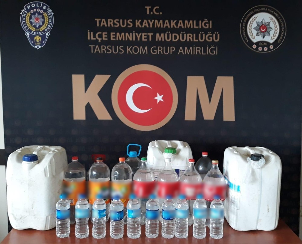Tarsus’ta 88 litre sahte içki ele geçirildi 