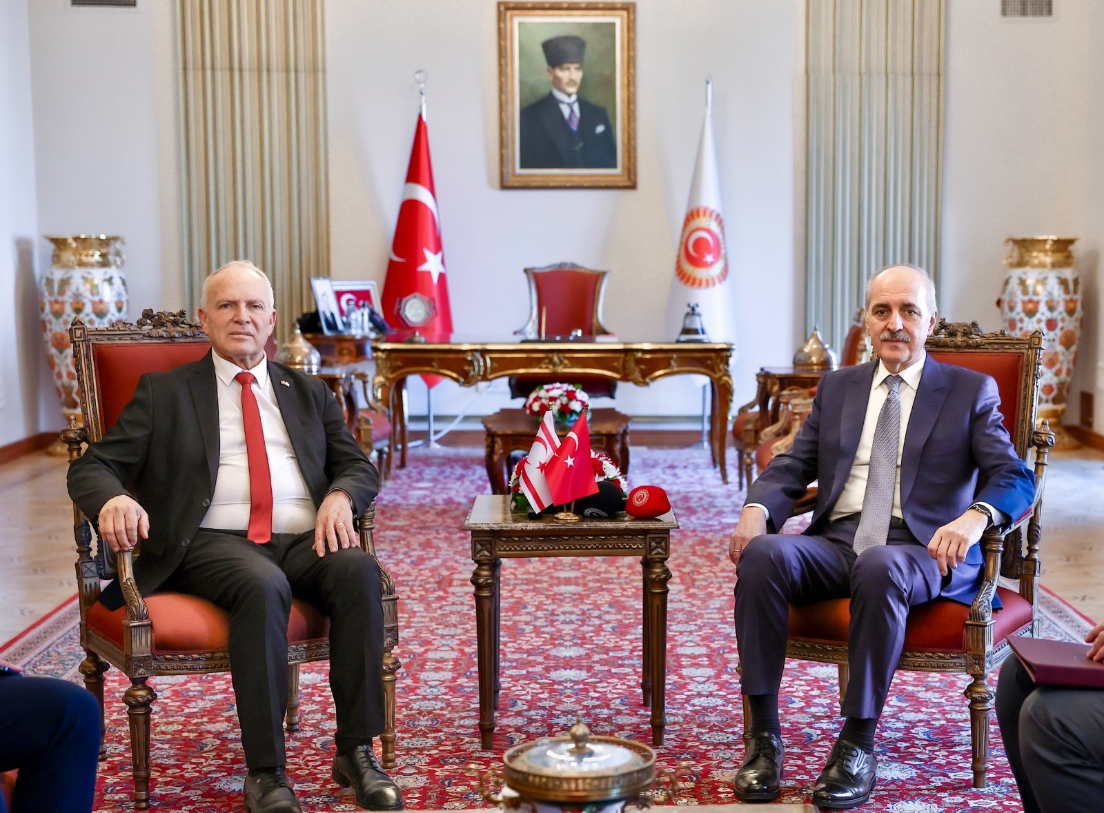 TBMM Başkanı Kurtulmuş, KKTC Cumhuriyet Meclisi Başkanı Töre ile görüştü