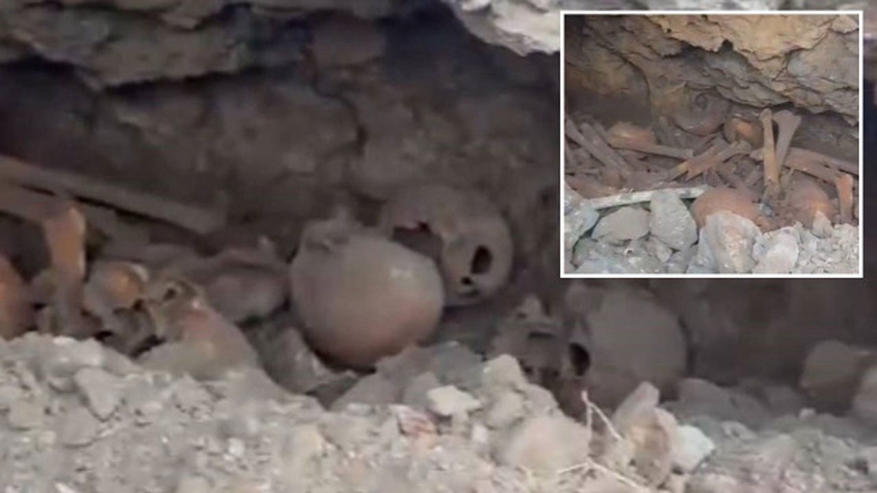 Temel kazma çalışmasında korkutan görüntü! İnsan kafatasları ve kemikler çıktı