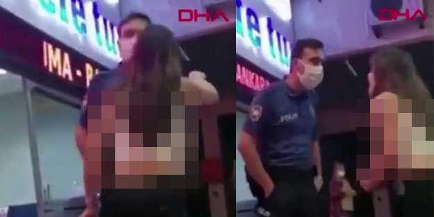 Tepki çeken görüntüler! Genç kadın polis memuruna küfür yağdırdı