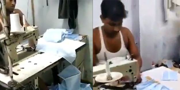 Tepki çeken görüntüler! Ürettikleri maskeler koronavirüsten daha beter