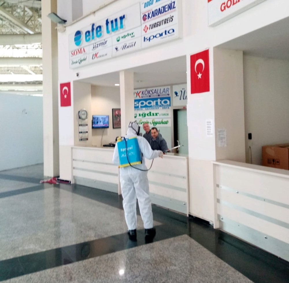 Terminallerde dezenfekte çalışmaları devam ediyor 