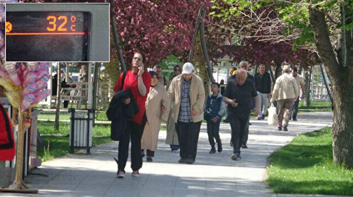 Termometreler 32 dereceyi gösterince vatandaşlar parklara akın etti