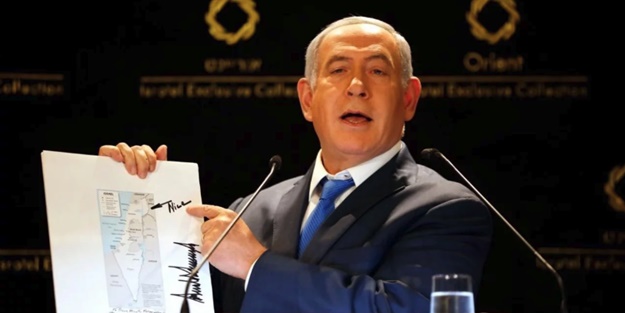 Terör devleti İşgali ilan etti! Netanyahu 'yeni haritamız' diye tanıttı